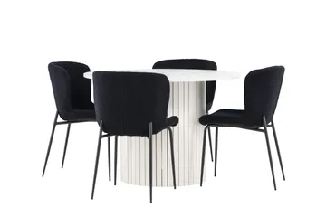 Härön Matgrupp 110 cm Rund med 4 Modesto stolar - Vit/Svart - Products - Möbler - Bord & matgrupp - Matgrupp