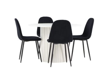 Härön Matgrupp 110 cm Rund med 4 Polar stolar - Vit/Svart - Products - Möbler - Bord & matgrupp - Matgrupp