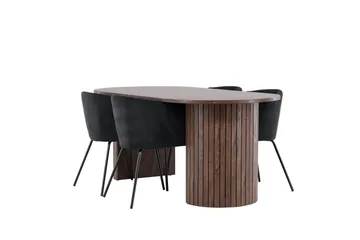 Härön Matgrupp 200 cm Oval med 4 Berit stolar - Mocca/Svart - Products - Möbler - Bord & matgrupp - Matgrupp