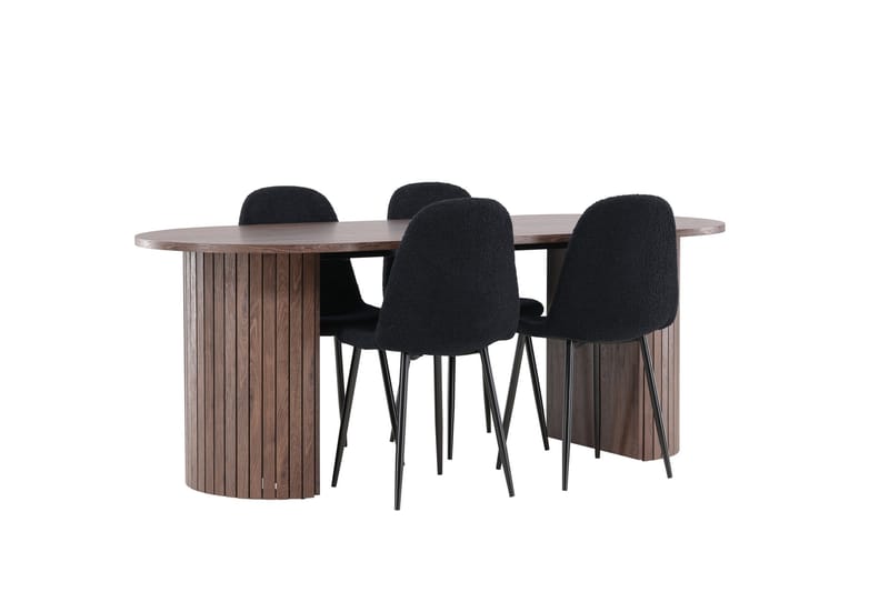 Härön Matgrupp 200 cm Oval med 4 Polar stolar - Mocca/Svart - Products - Möbler - Bord & matgrupp - Matgrupp