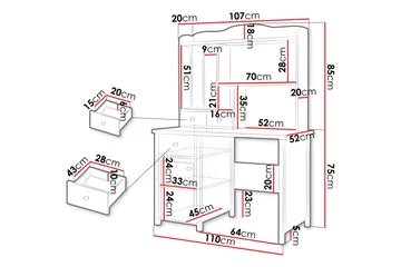 Hilts Sminkbord 110x52 cm - Grå - Products - Möbler - Bord & matgrupp - Sminkbord & toalettbord