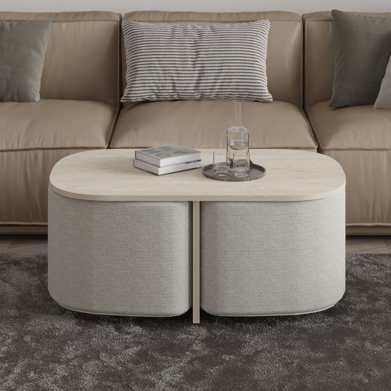 Hu Soffbordsset 90x42,9x45 cm - Travertin - Products - Möbler - Bord & matgrupp - Soffbord