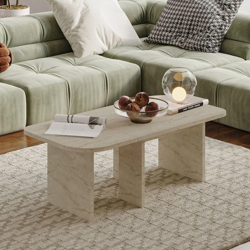 Iris Soffbordsset 90x35x45 cm - Travertin - Products - Möbler - Bord & matgrupp - Soffbord