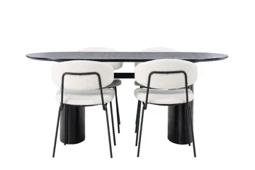 Isolde Matgrupp 180 cm Oval med 4 Chico Stolar - Svart - Products - Möbler - Bord & matgrupp - Matgrupp