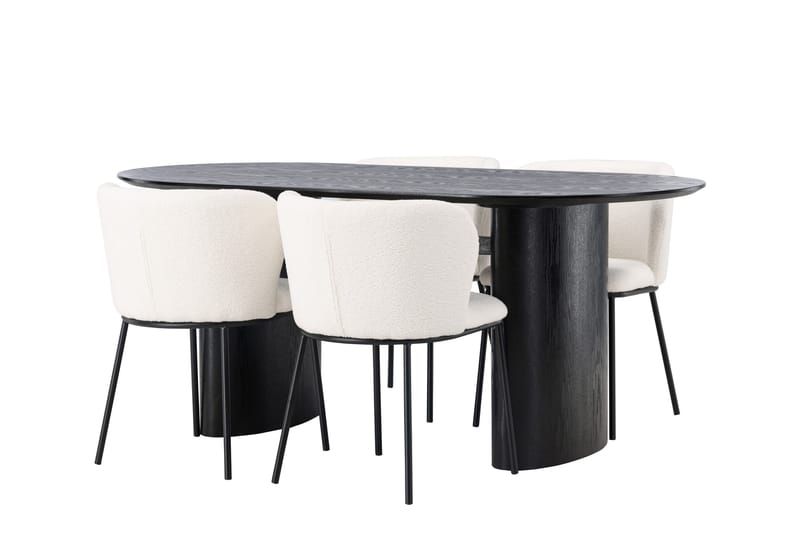 Isolde Matgrupp 180 cm Oval med 4 Edina Stolar - Svart - Products - Möbler - Bord & matgrupp - Matgrupp