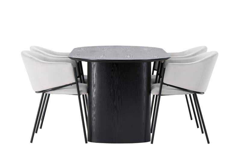 Isolde Matgrupp 180 cm Oval med 4 Evelina stolar - Svart - Products - Möbler - Bord & matgrupp - Matgrupp