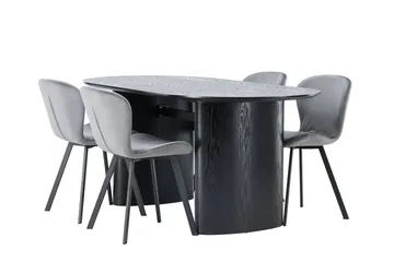 Isolde Matgrupp 180 cm Oval med 4 Lilja stolar - Svart - Products - Möbler - Bord & matgrupp - Matgrupp