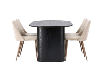 Isolde Matgrupp 180 cm Oval med 4 Night Stolar - Svart - Products - Möbler - Bord & matgrupp - Matgrupp