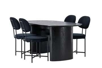Isolde Matgrupp 180 cm Oval med 4 Stella stolar - Svart - Products - Möbler - Bord & matgrupp - Matgrupp