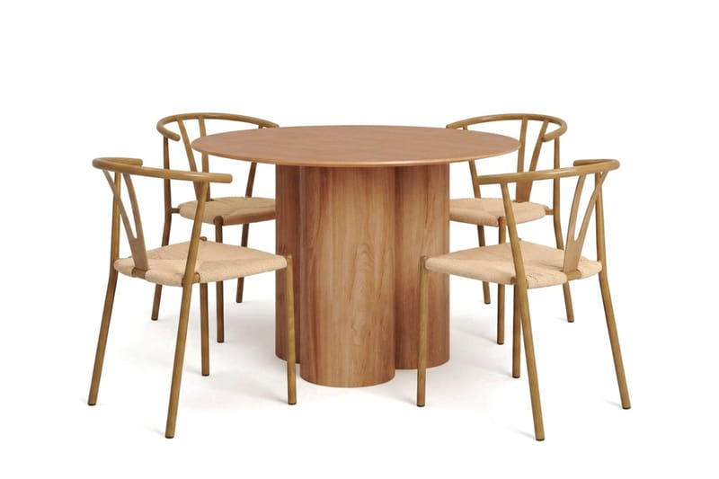 Juno Matgrupp runt 110 cm Ek med 4 Elysia Matstolar - Products - Möbler - Bord & matgrupp - Matgrupp