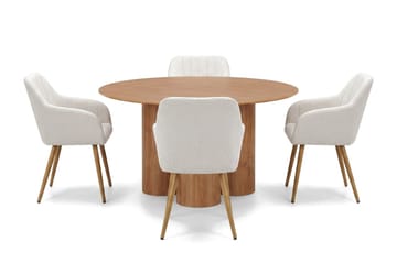 Juno Matgrupp runt 110 cm Ek med 4 Filippa Matstolar - Ek - Products - Möbler - Bord & matgrupp - Matgrupp
