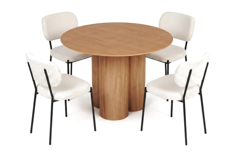 Juno Matgrupp runt 110 cm Ek med 4 Gemmiano Matstolar - Ek - Products - Möbler - Bord & matgrupp - Matgrupp