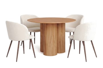 Juno Matgrupp runt 110 cm Ek med 4 Greya Matstolar - Ek - Products - Möbler - Bord & matgrupp - Matgrupp