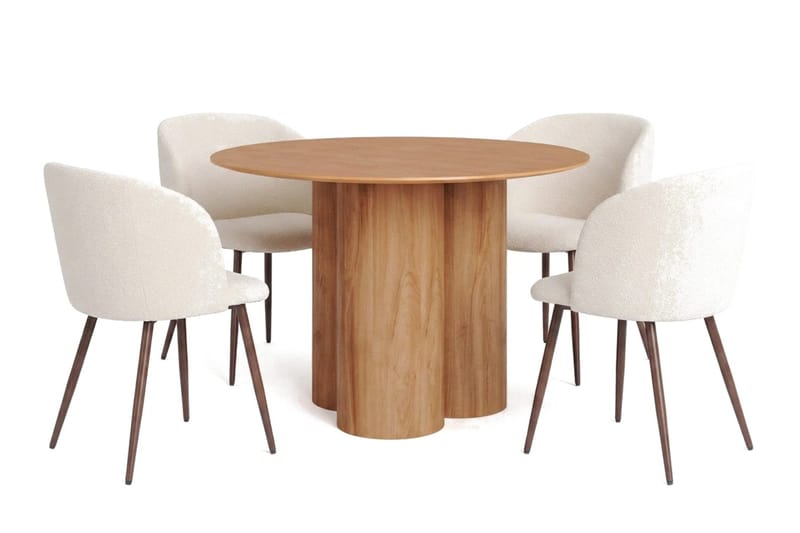 Juno Matgrupp runt 110 cm Ek med 4 Greya Matstolar - Ek - Products - Möbler - Bord & matgrupp - Matgrupp