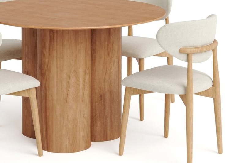 Juno Matgrupp runt 110 cm Ek med 4 Molly Matstolar - Ek - Products - Möbler - Bord & matgrupp - Matgrupp