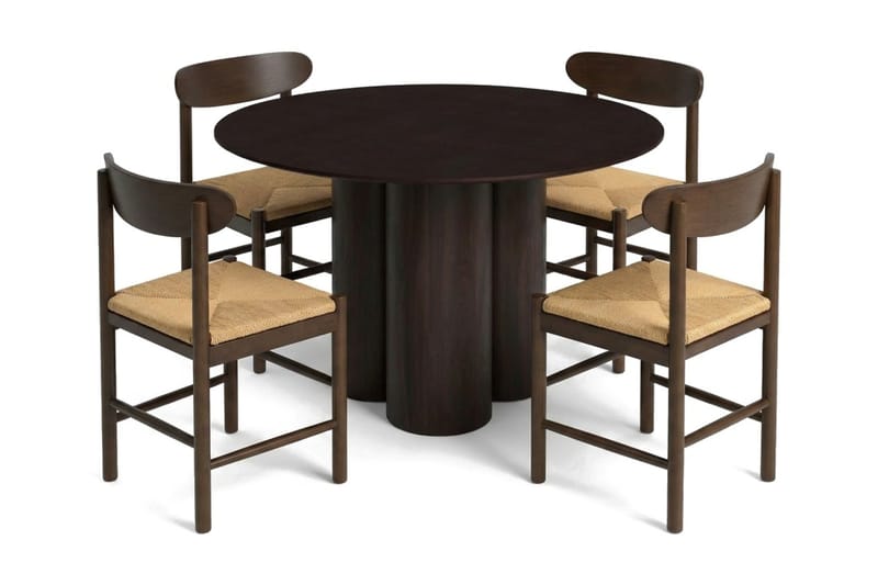 Juno Matgrupp runt 110 cm Rökt Ek med 4 Malte Matstolar - Products - Möbler - Bord & matgrupp - Matgrupp