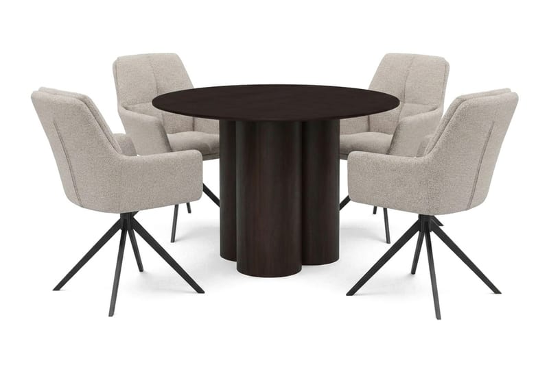 Juno Matgrupp runt 110 cm Rökt Ek med 4 Torsby Matstolar - Rökt ek - Products - Möbler - Bord & matgrupp - Matgrupp