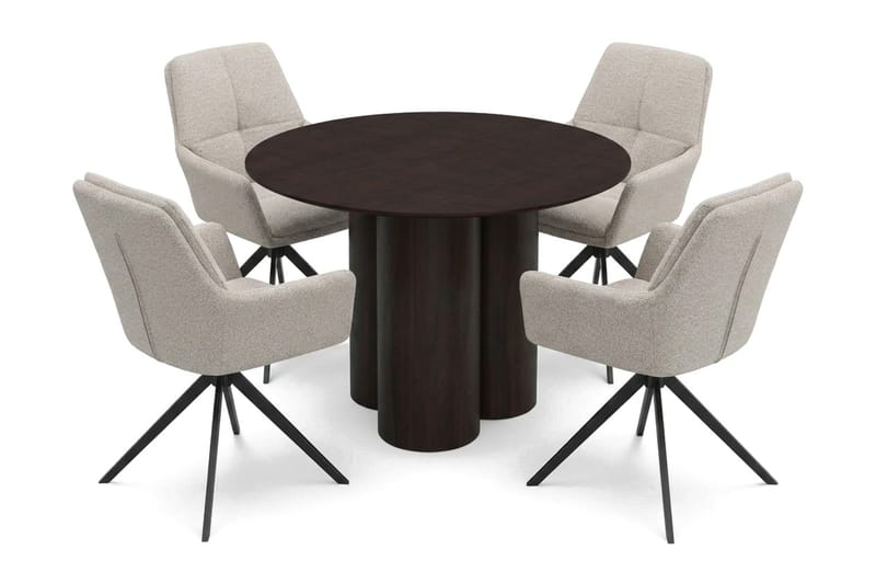 Juno Matgrupp runt 110 cm Rökt Ek med 4 Torsby Matstolar - Rökt ek - Products - Möbler - Bord & matgrupp - Matgrupp
