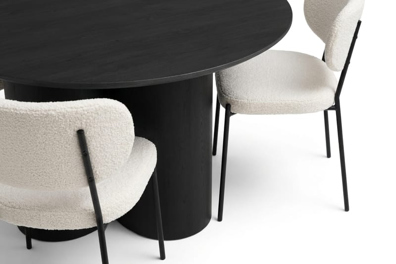 Juno Matgrupp runt 110 cm Svart med 4 Gemmiano Matstolar - Svart - Products - Möbler - Bord & matgrupp - Matgrupp