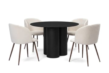 Juno Matgrupp runt 110 cm Svart med 4 Greya Matstolar - Svart - Products - Möbler - Bord & matgrupp - Matgrupp