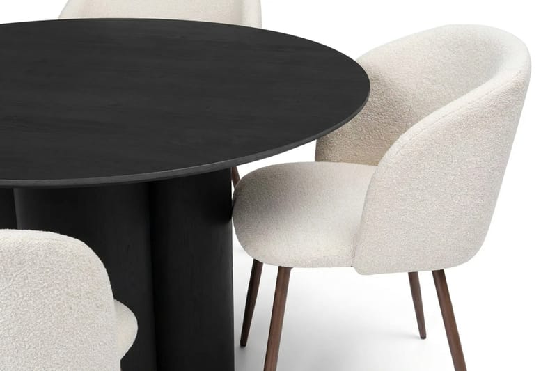 Juno Matgrupp runt 110 cm Svart med 4 Greya Matstolar - Svart - Products - Möbler - Bord & matgrupp - Matgrupp