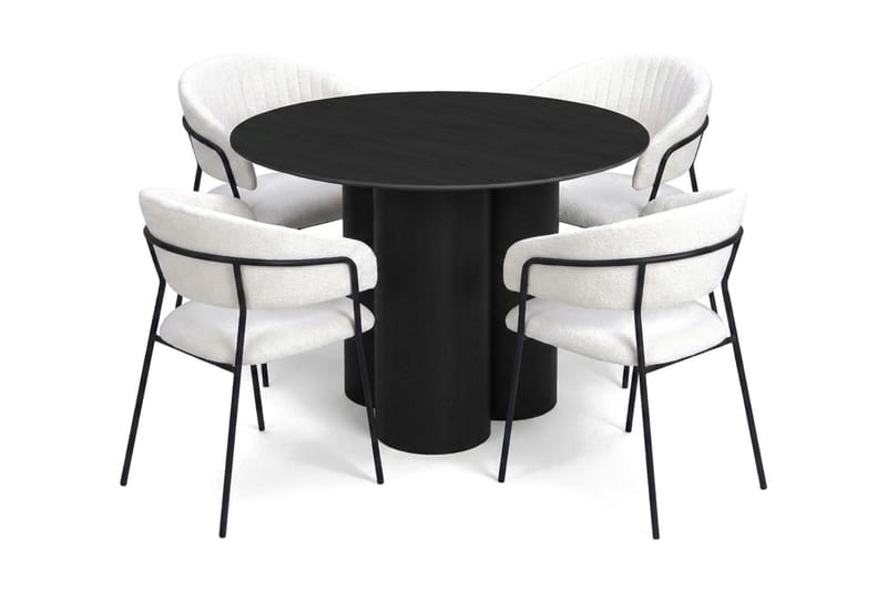 Juno Matgrupp runt 110 cm Svart med 4 Karol Matstolar - Svart - Products - Möbler - Bord & matgrupp - Matgrupp