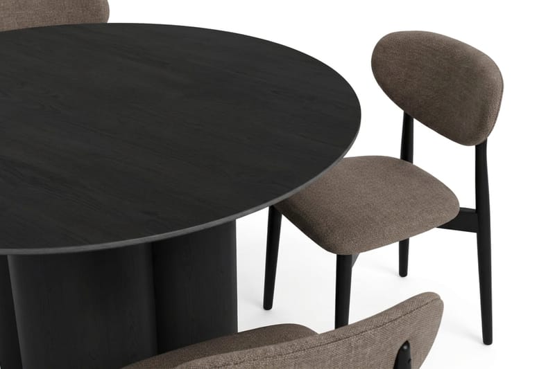 Juno Matgrupp runt 110 cm Svart med 4 Molly Matstolar - Svart - Products - Möbler - Bord & matgrupp - Matgrupp
