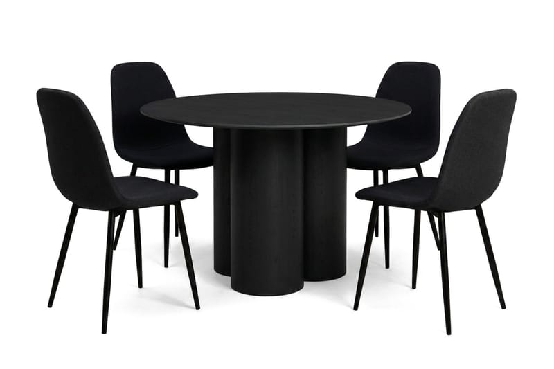 Juno Matgrupp runt 110 cm Svart med 4 Nibe Matstolar - Svart - Products - Möbler - Bord & matgrupp - Matgrupp