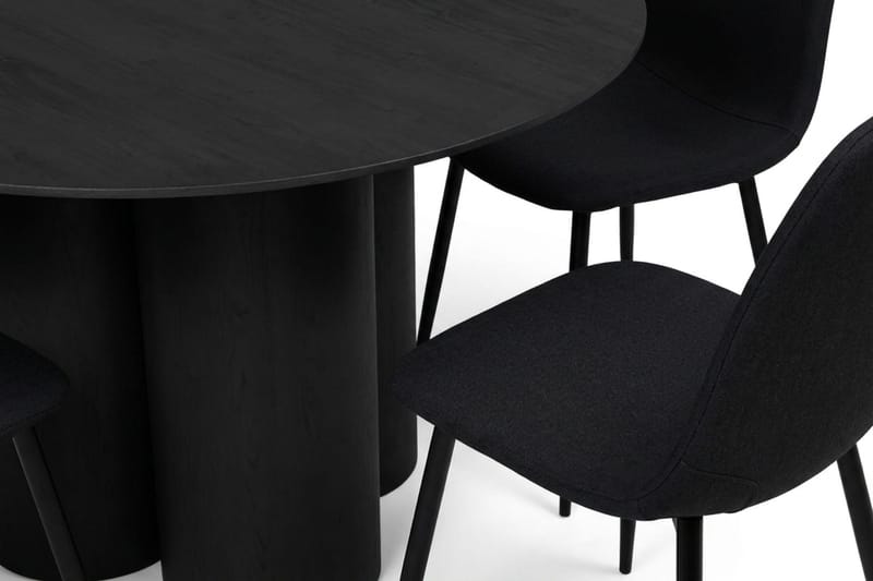 Juno Matgrupp runt 110 cm Svart med 4 Nibe Matstolar - Svart - Products - Möbler - Bord & matgrupp - Matgrupp