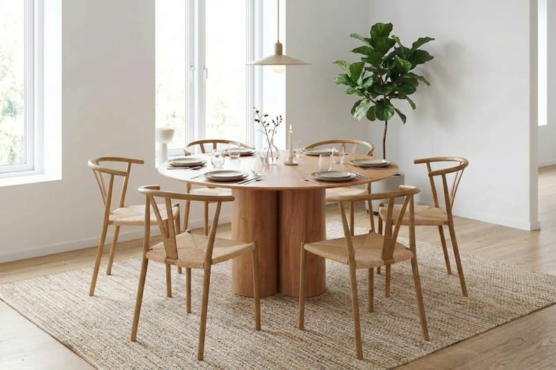 Juno Matgrupp runt 130 cm Ek med 6 Elysia Matstolar - Products - Möbler - Bord & matgrupp - Matgrupp
