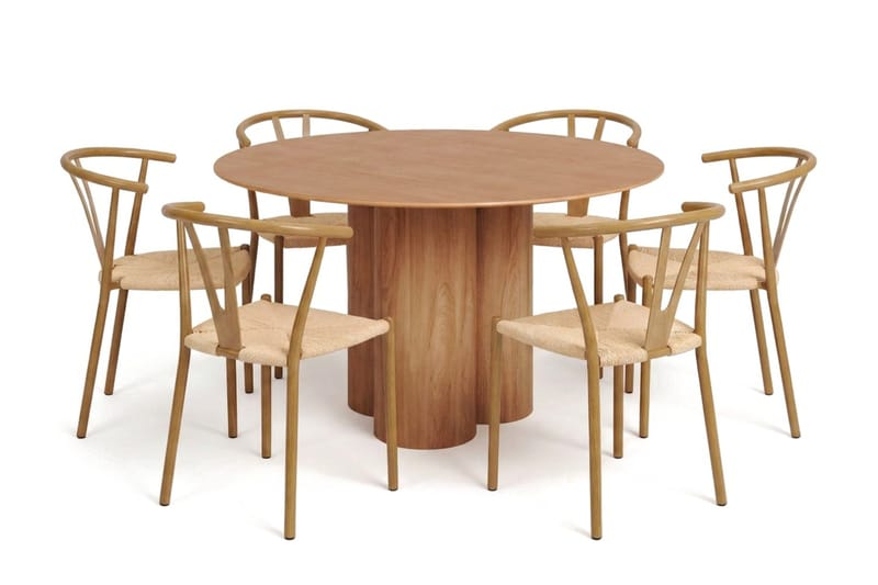 Juno Matgrupp runt 130 cm Ek med 6 Elysia Matstolar - Products - Möbler - Bord & matgrupp - Matgrupp