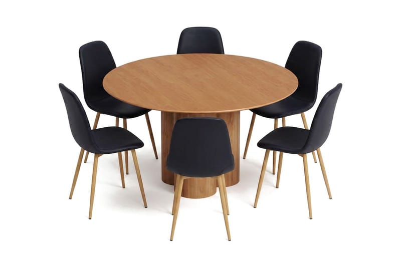 Juno Matgrupp runt 130 cm Ek med 6 Nibe Matstolar - Ek - Products - Möbler - Bord & matgrupp - Matgrupp