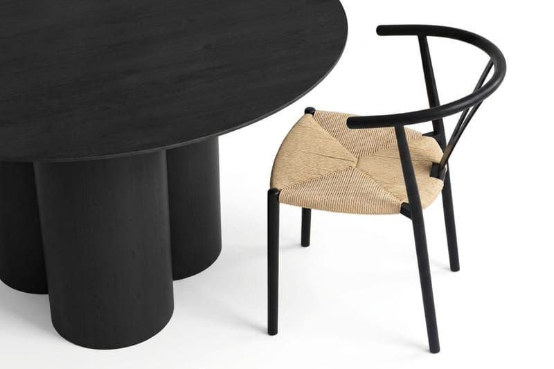 Juno Matgrupp runt 130 cm Svart med 6 Elysia Matstolar - Products - Möbler - Bord & matgrupp - Matgrupp