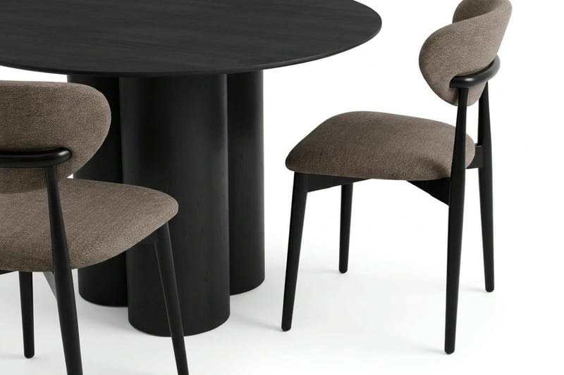 Juno Matgrupp runt 130 cm Svart med 6 Molly Matstolar - Svart - Products - Möbler - Bord & matgrupp - Matgrupp