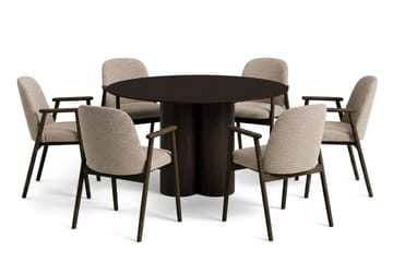 Juno Matgrupp runt 130 cm Svart med 6 Reciclar Matstolar - Svart - Products - Möbler - Bord & matgrupp - Matgrupp