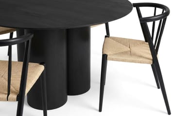 Juno Matgrupp runt 130 cm Svart med 6 Winston Matstolar - Svart - Products - Möbler - Bord & matgrupp - Matgrupp