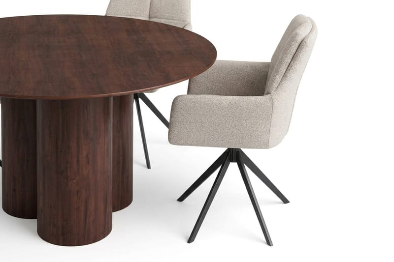 Juno Matgrupp runt 130 cm Valnöt med 6 Torsby Matstolar - Valnöt - Products - Möbler - Bord & matgrupp - Matgrupp