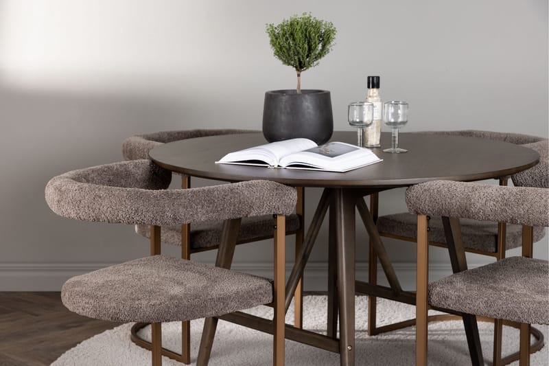 Kaseidon Matgrupp 100 cm Rund med 4 Morning stolar - Brun - Products - Möbler - Bord & matgrupp - Matgrupp