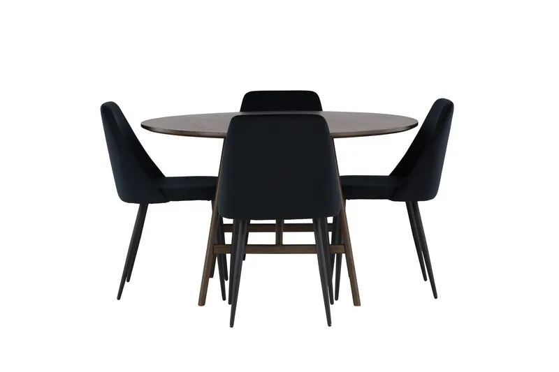 Kaseidon Matgrupp 100 cm Rund med 4 Night stolar, Svart
