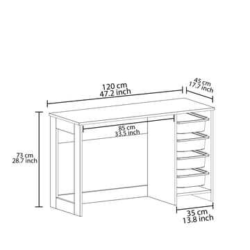 Branik Skrivbord 120x73x45 cm - White och Antique Walnut - Products - Möbler - Bord & matgrupp - Kontorsbord - Datorbord