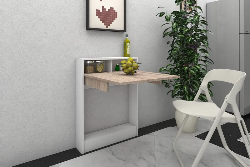 Elegancia Väggskrivbord 70 cm med Förvaring Hylla Utfällbart - Trä - Products - Möbler - Bord & matgrupp - Kontorsbord - Datorbord