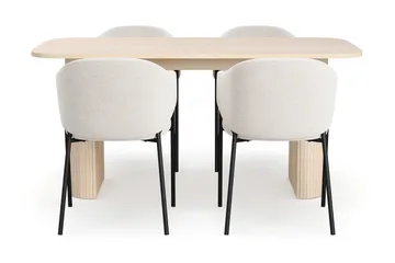 Kopparbo Matbord 160 cm med 4 Filip Matstolar - White / Vit Bouclé - Products - Möbler - Bord & matgrupp - Matgrupp