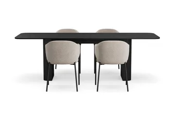 Kopparbo Matbord 180-240 cm Förlängningsbart med 4 Filip Matstolar - Svart / Taupe Bouclé - Products - Möbler - Bord & matgrupp - Matgrupp