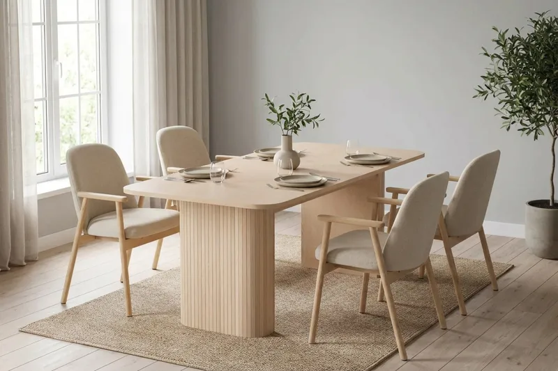 Kopparbo Matbord 180-240 cm Förlängningsbart med 4 Reciclar Matstolar - Products - Möbler - Bord & matgrupp - Matgrupp