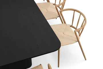 Kopparbo Matbord 200-260 cm Förlängningsbart med 8 Winston Matstolar - Svart / Beige / Metallben Ek - Products - Möbler - Bord & matgrupp - Matgrupp