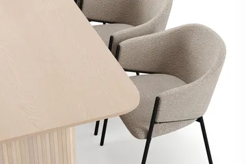Kopparbo Matbord 200-260 cm Förlängningsbart med illäggsskiv med 6 Filip Matstolar - Vit / Taupe Bouclé - Products - Möbler - Bord & matgrupp - Matgrupp