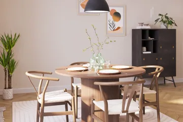 Kopparbo Matgrupp 120 cm Rund med 4 Dastoori Matstol - Mörkbrun - Products - Möbler - Bord & matgrupp - Matgrupp