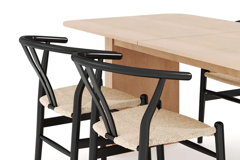 Kopparbo Matgrupp 180-240 cm Förlängningsbart med 4 Dastoori Matstolar - Whitewash - Products - Möbler - Bord & matgrupp - Matgrupp