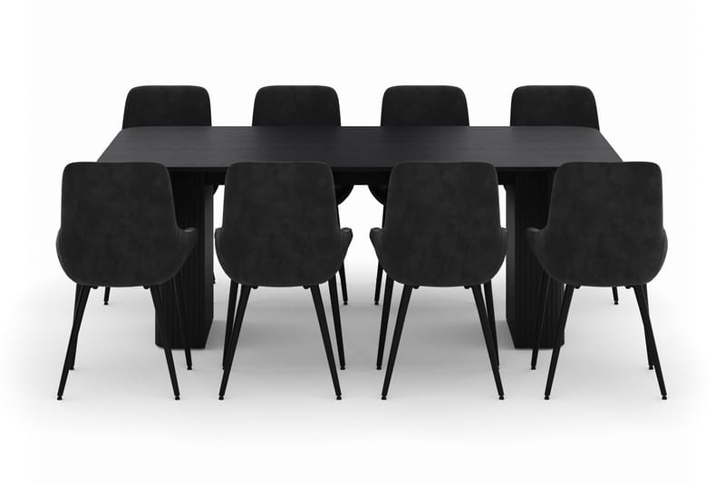 Kopparbo Matgrupp 200-206cm med 8 Alsarp Matstolar - Svart - Products - Möbler - Bord & matgrupp - Matgrupp