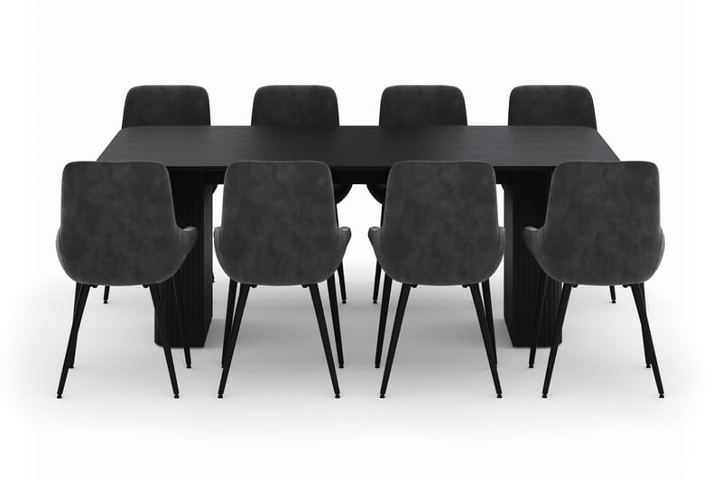 Kopparbo Matgrupp 200-206cm med 8 Alsarp Matstolar - Svart - Products - Möbler - Bord & matgrupp - Matgrupp